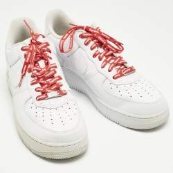 مملوكة مسبقًا Nike x Supreme White Leather Air Force 1 Low Sneakers Size 45