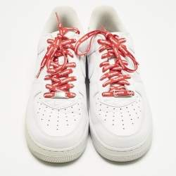 مملوكة مسبقًا Nike x Supreme White Leather Air Force 1 Low Sneakers Size 45