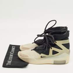 Pre Owned Nike Air X Fear Of God Black/Grey Leather And Mesh Basketball High Top Sneakers Size 42.5