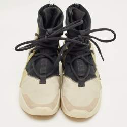 Pre Owned Nike Air X Fear Of God Black/Grey Leather And Mesh Basketball High Top Sneakers Size 42.5
