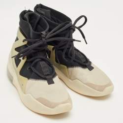 Pre Owned Nike Air X Fear Of God Black/Grey Leather And Mesh Basketball High Top Sneakers Size 42.5