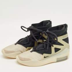 Pre Owned Nike Air X Fear Of God Black/Grey Leather And Mesh Basketball High Top Sneakers Size 42.5