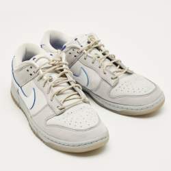 Pre Owned Nike Grey Nubuck Leather Dunk Low Wolf Grey Pure Platinum Sneakers Size 44.5