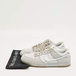 Pre Owned Nike Grey Nubuck Leather Dunk Low Wolf Grey Pure Platinum Sneakers Size 44.5