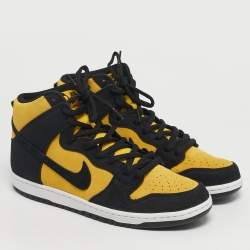 مملوكة مسبقًا Nike SB Dunk Pro Reverse Goldenrod Size 45.5 Yellow/Black Nubuck Leather High Top Sneakers