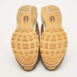 Pre Owned Nike air max 97 Size 45 Beige Knit Fabric and Nubuck Leather Lace Up Sneakers