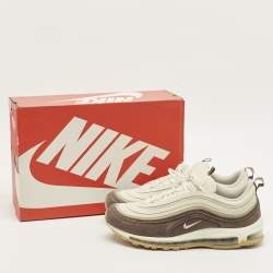 Pre Owned Nike air max 97 Size 45 Beige Knit Fabric and Nubuck Leather Lace Up Sneakers