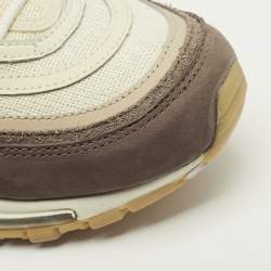 Pre Owned Nike air max 97 Size 45 Beige Knit Fabric and Nubuck Leather Lace Up Sneakers