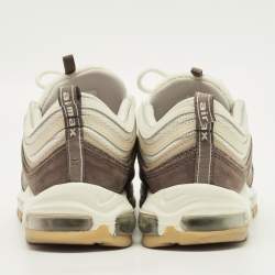 Pre Owned Nike air max 97 Size 45 Beige Knit Fabric and Nubuck Leather Lace Up Sneakers