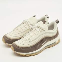 Pre Owned Nike air max 97 Size 45 Beige Knit Fabric and Nubuck Leather Lace Up Sneakers