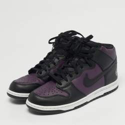 Pre Owned Nike Dunk High Size 45 Purple/Black Leather High Top Sneakers