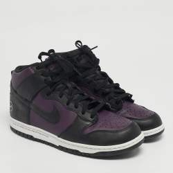 Pre Owned Nike Dunk High Size 45 Purple/Black Leather High Top Sneakers