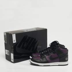 Pre Owned Nike Dunk High Size 45 Purple/Black Leather High Top Sneakers