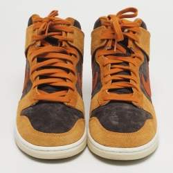 Pre Owned Nike Dunk HI Retro PRM Size 45 Brown/Grey Suede High Top Sneakers