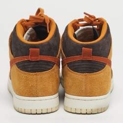 Pre Owned Nike Dunk HI Retro PRM Size 45 Brown/Grey Suede High Top Sneakers