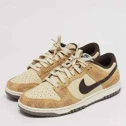 مملوكة مسبقًا Nike Dunk Low Retro PRM Animal Pack Giraffe Cheetah Size 45 Cream Leather and Suede Sneakers