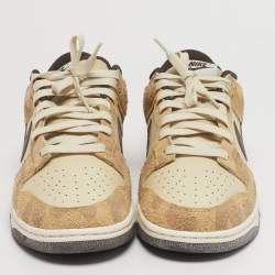 مملوكة مسبقًا Nike Dunk Low Retro PRM Animal Pack Giraffe Cheetah Size 45 Cream Leather and Suede Sneakers