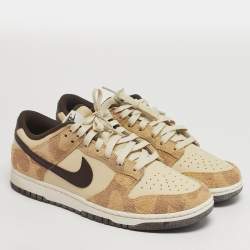 مملوكة مسبقًا Nike Dunk Low Retro PRM Animal Pack Giraffe Cheetah Size 45 Cream Leather and Suede Sneakers