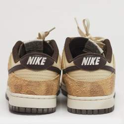 مملوكة مسبقًا Nike Dunk Low Retro PRM Animal Pack Giraffe Cheetah Size 45 Cream Leather and Suede Sneakers