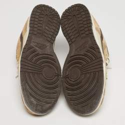 مملوكة مسبقًا Nike Dunk Low Retro PRM Animal Pack Giraffe Cheetah Size 45 Cream Leather and Suede Sneakers