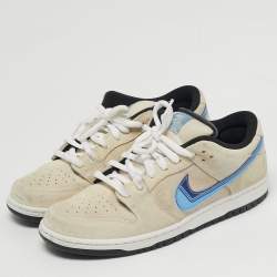 مملوكة مسبقًا Nike SB Dunk Truck It Size 45 Cream/Blue Suede and Patent Leather Low Top Sneakers