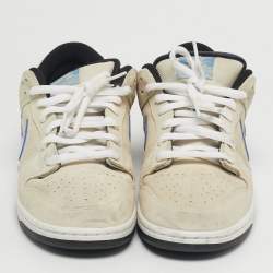 مملوكة مسبقًا Nike SB Dunk Truck It Size 45 Cream/Blue Suede and Patent Leather Low Top Sneakers