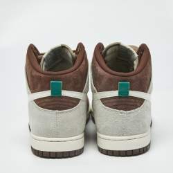 Pre Owned Nike Dunk Light Chocolate Size 45.5 Multicolor Leather and Suede High Top Sneakers