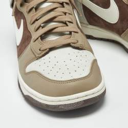 Pre Owned Nike Dunk Light Chocolate Size 45.5 Multicolor Leather and Suede High Top Sneakers