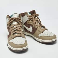 Pre Owned Nike Dunk Light Chocolate Size 45.5 Multicolor Leather and Suede High Top Sneakers