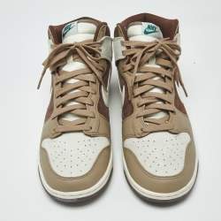 Pre Owned Nike Dunk Light Chocolate Size 45.5 Multicolor Leather and Suede High Top Sneakers