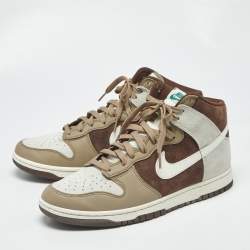 Pre Owned Nike Dunk Light Chocolate Size 45.5 Multicolor Leather and Suede High Top Sneakers