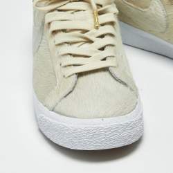 Pre Owned Nike SB Blazer Medicom Toy Size 45.5 Cream Calf Hair Low Top Sneakers