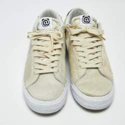 Pre Owned Nike SB Blazer Medicom Toy Size 45.5 Cream Calf Hair Low Top Sneakers