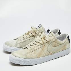 Pre Owned Nike SB Blazer Medicom Toy Size 45.5 Cream Calf Hair Low Top Sneakers
