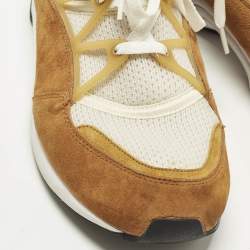 مملوكة مسبقًا Nike Air Trainer 1 Size 46 Brown/White Knit Fabric and Suede Lace Up Sneakers