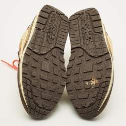 Pre Owned Nike Air Max 1 Size 44.5 Tricolor Mesh and Nubuck Leather Travis Scott Cactus Jack Baroque  Lace Up Sneakers