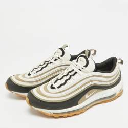 Pre Owned Nike Air Max 97 Size 42.5 Tricolor Leather and Mesh Neutral Olive Gum  Lace Up Sneakers