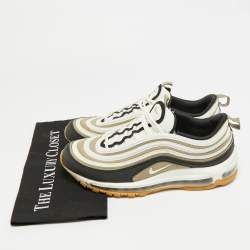 Pre Owned Nike Air Max 97 Size 42.5 Tricolor Leather and Mesh Neutral Olive Gum  Lace Up Sneakers