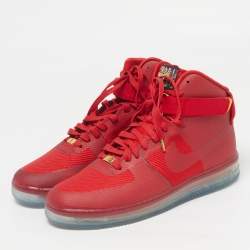 Pre Owned Nike Air Force 1 Cmft Lux University Red Size 47.5 Red Fabric Lace Up Sneakers