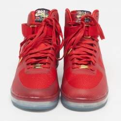 Pre Owned Nike Air Force 1 Cmft Lux University Red Size 47.5 Red Fabric Lace Up Sneakers