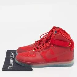 Pre Owned Nike Air Force 1 Cmft Lux University Red Size 47.5 Red Fabric Lace Up Sneakers