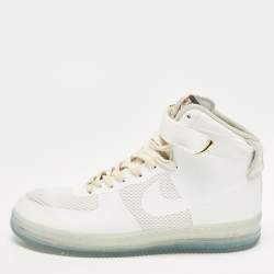 Pre Owned Nike Air Force 1 CMFT Lux White Size 47.5 White Fabric Lace Up Sneakers