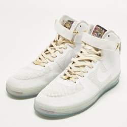 Pre Owned Nike Air Force 1 CMFT Lux White Size 47.5 White Fabric Lace Up Sneakers