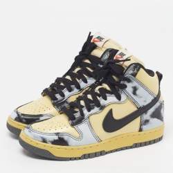 Pre Owned Nike Dunk 1985 Black Acid Wash Size 38 Multicolor Leather High Top Sneakers