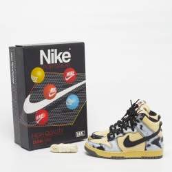 Pre Owned Nike Dunk 1985 Black Acid Wash Size 38 Multicolor Leather High Top Sneakers