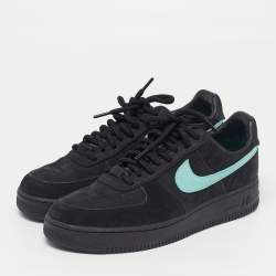 Pre Owned Nike Air Force 1 Tiffany & Co. 1837 Size 44.5 Black Suede Low Top Sneakers