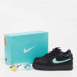 Pre Owned Nike Air Force 1 Tiffany & Co. 1837 Size 44.5 Black Suede Low Top Sneakers