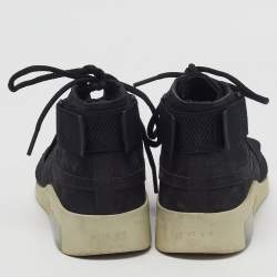 Pre Owned Nike Air Fear of God Raid Size 45 Black Canvas and Nubuck Leather High Top Sneakers