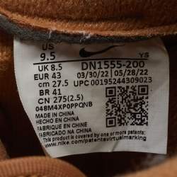 مملوكة مسبقًا Nike x Supreme Air Force 1 SP Wheat Size 43 Brown Nubuck Leather Low Top Sneakers
