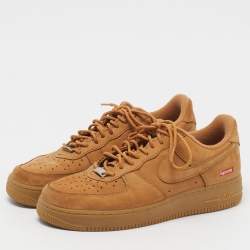 مملوكة مسبقًا Nike x Supreme Air Force 1 SP Wheat Size 43 Brown Nubuck Leather Low Top Sneakers